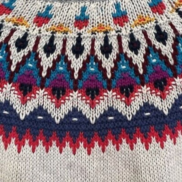 RL CHAPS Lt Grey Colorful Full Zip Fair Nordic Isle Sweater EUC sz XL - Picture 10 of 12